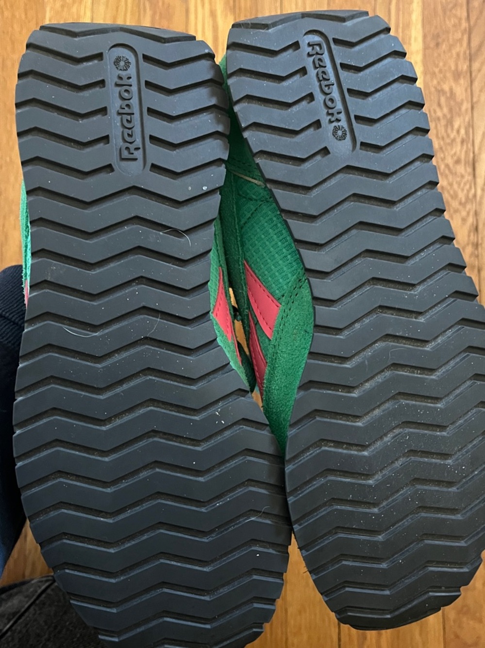 Reebok Classics AZ Green Lace-Up Sneakers with Pink Accents - Picture 5 of 9